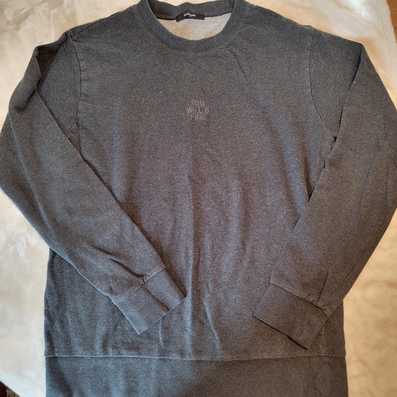 Empolham Oversized Gray Unisex Crew Neck Pull Over Embroidered Sweatshirt - Picture 1 of 7